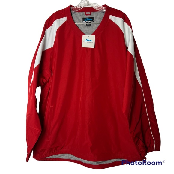 Tri-Mountain Red a white V Neck Long Sleeve Windbreaker Size 2XL - Picture 7 of 7